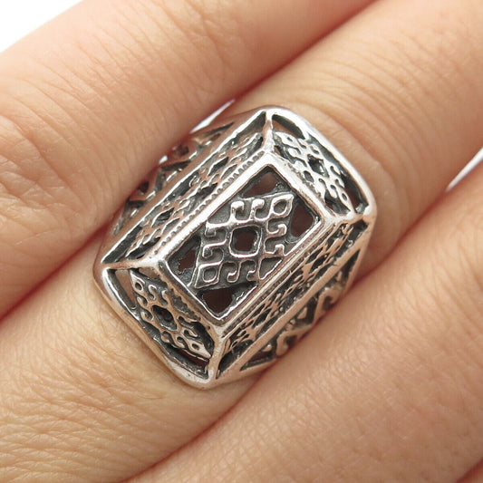 925 Sterling Silver Vintage Ornate Statement Ring Size 6.25