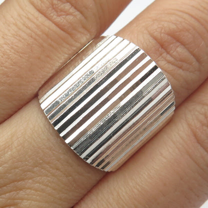 925 Sterling Silver Vintage Mexico SU Ribbed Statement Ring Size 8.25