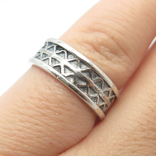925 Sterling Silver Vintage Saram Zigzag Band Ring Size 6