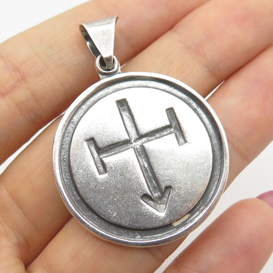 925 Sterling Silver Vintage Mexico Cross / Arrow Pendant