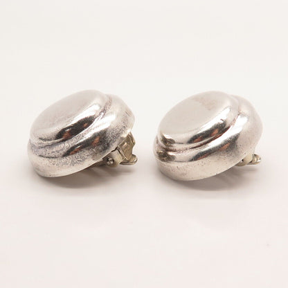 925 Sterling Silver Vintage Mexico Modernist Clip On Earrings