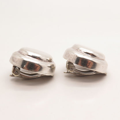 925 Sterling Silver Vintage Mexico Modernist Clip On Earrings