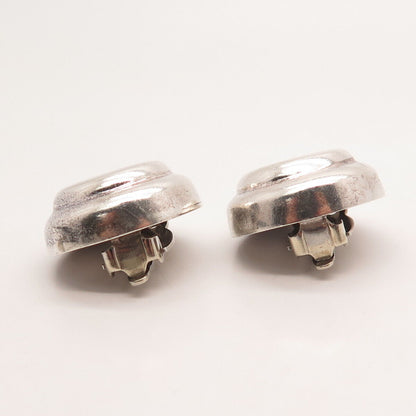 925 Sterling Silver Vintage Mexico Modernist Clip On Earrings