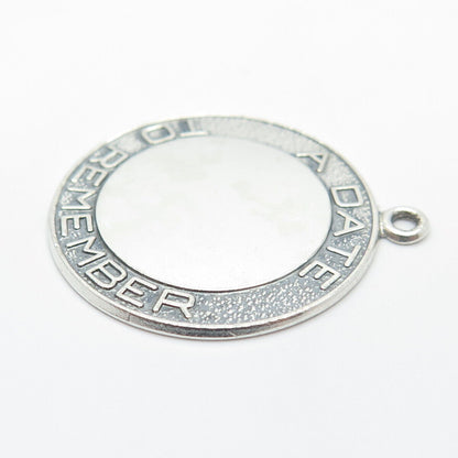 925 Sterling Silver Vintage Danecraft "A Date to Remember" Pendant