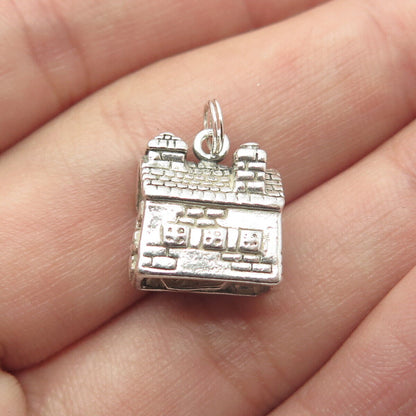 925 Sterling Silver Vintage Old House Charm Pendant