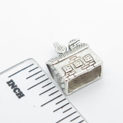 925 Sterling Silver Vintage Old House Charm Pendant