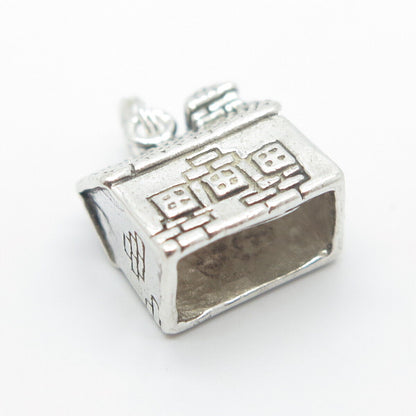 925 Sterling Silver Vintage Old House Charm Pendant