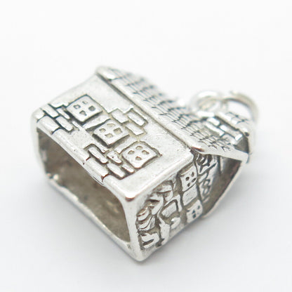 925 Sterling Silver Vintage Old House Charm Pendant