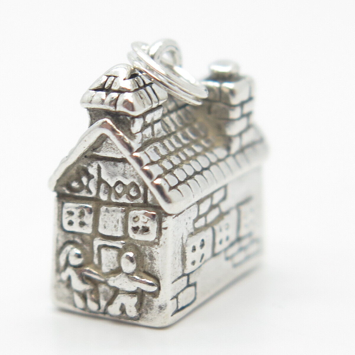 925 Sterling Silver Vintage Old House Charm Pendant