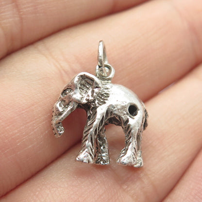 925 Sterling Silver Vintage Elephant for Good Luck Charm Pendant