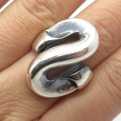 925 Sterling Silver Vintage Zig-Zag Modernist Ring Size 7