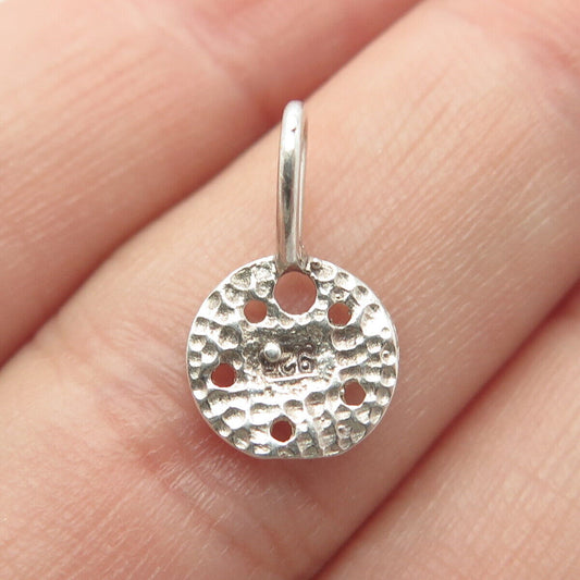 925 Sterling Silver Vintage Sand Dollar Hammered Finish Pendant