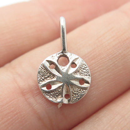 925 Sterling Silver Vintage Sand Dollar Hammered Finish Pendant