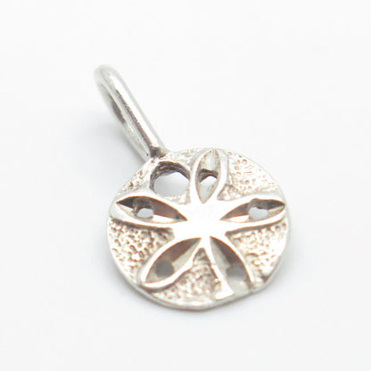 925 Sterling Silver Vintage Sand Dollar Hammered Finish Pendant