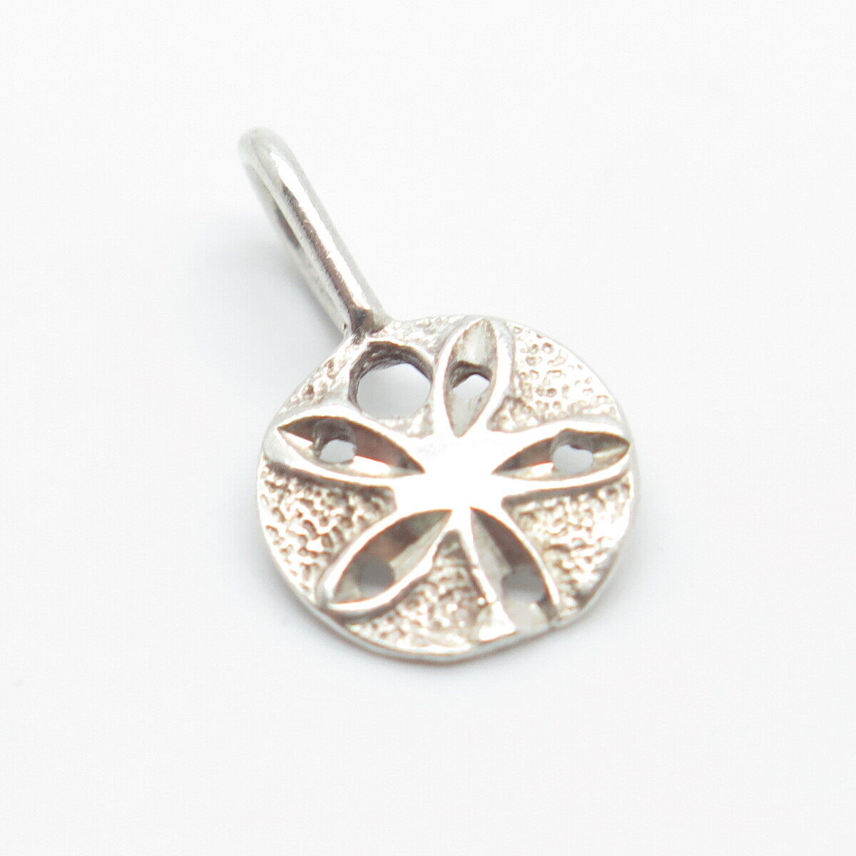 925 Sterling Silver Vintage Sand Dollar Hammered Finish Pendant