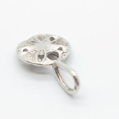 925 Sterling Silver Vintage Sand Dollar Hammered Finish Pendant