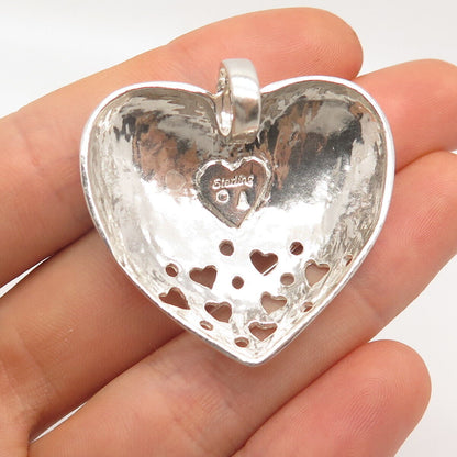 925 Sterling Silver Vintage Cutout Heart Slide Pendant