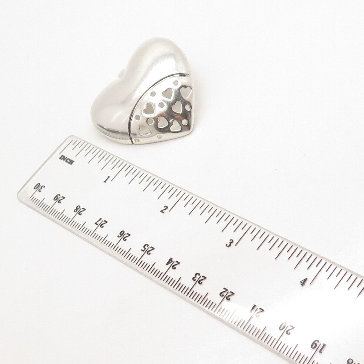 925 Sterling Silver Vintage Cutout Heart Slide Pendant