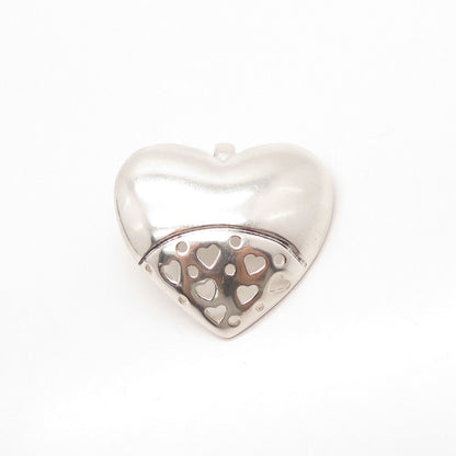 925 Sterling Silver Vintage Cutout Heart Slide Pendant