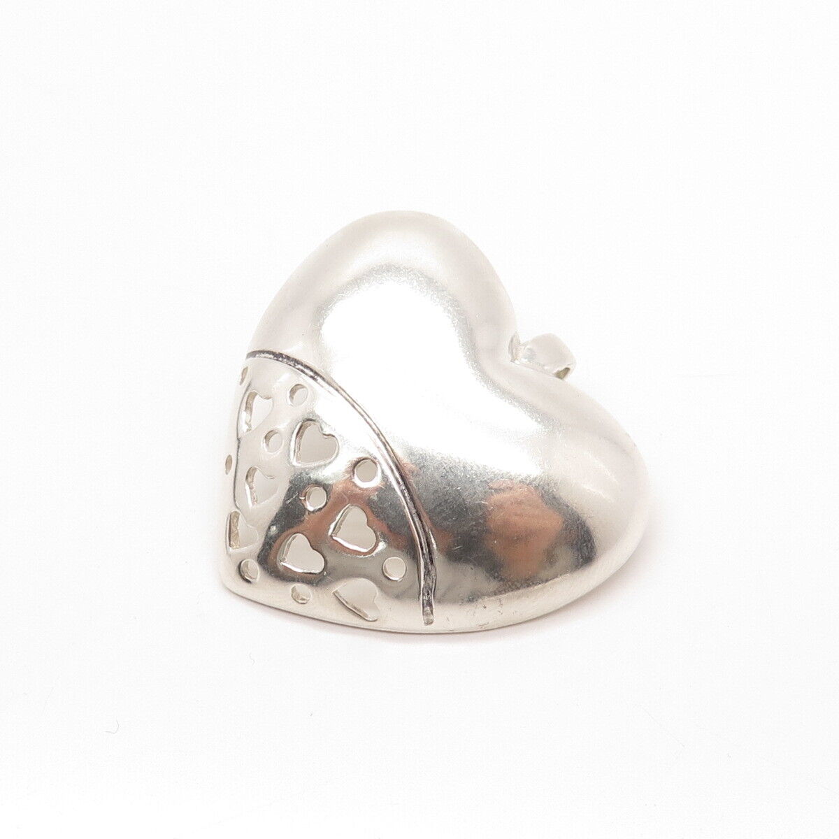 925 Sterling Silver Vintage Cutout Heart Slide Pendant