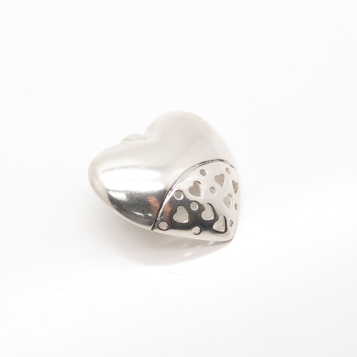 925 Sterling Silver Vintage Cutout Heart Slide Pendant