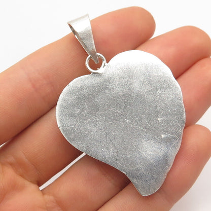 925 Sterling Silver Vintage Mexico Ribbed Heart Pendant