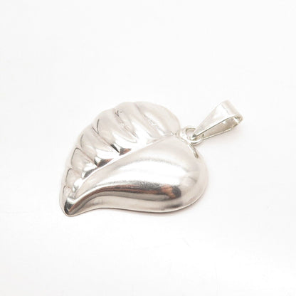 925 Sterling Silver Vintage Mexico Ribbed Heart Pendant