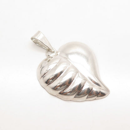 925 Sterling Silver Vintage Mexico Ribbed Heart Pendant