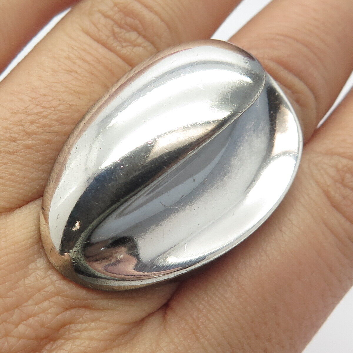 925 Sterling Silver Vintage Modernist Statement Ring Size 6.25