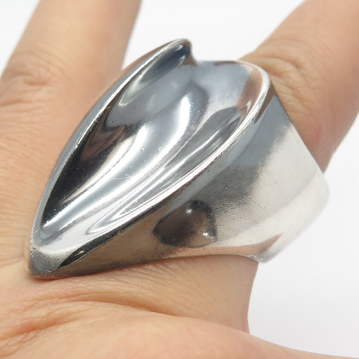 925 Sterling Silver Vintage Modernist Statement Ring Size 6.25