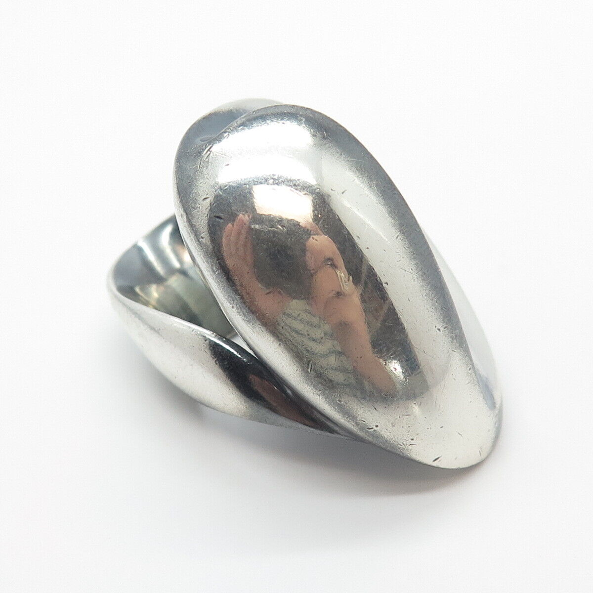 925 Sterling Silver Vintage Modernist Statement Ring Size 6.25