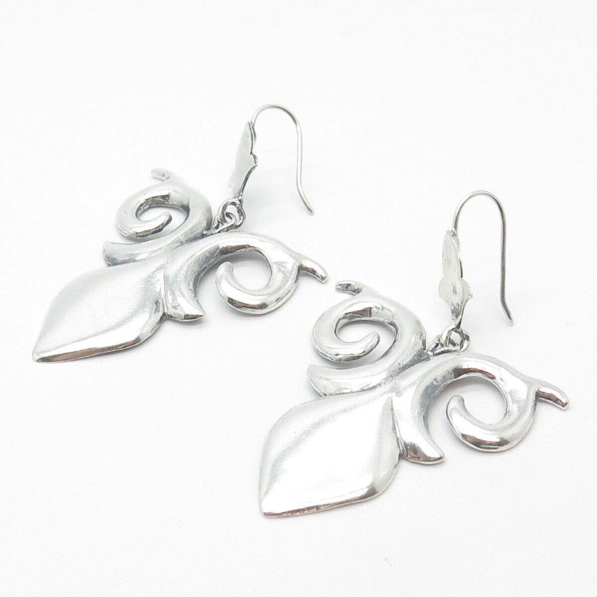 900 Silver Vintage Ornate Hook Dangling Earrings