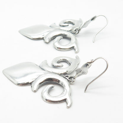 900 Silver Vintage Ornate Hook Dangling Earrings