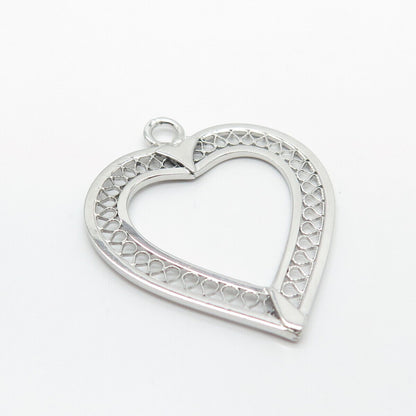 925 Sterling Silver Vintage Open Heart Pendant