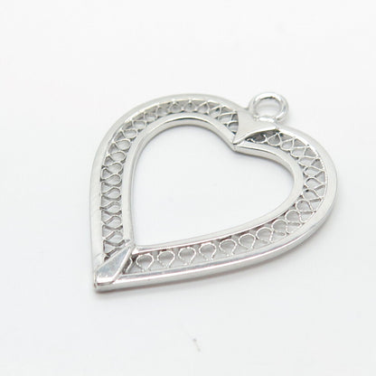 925 Sterling Silver Vintage Open Heart Pendant