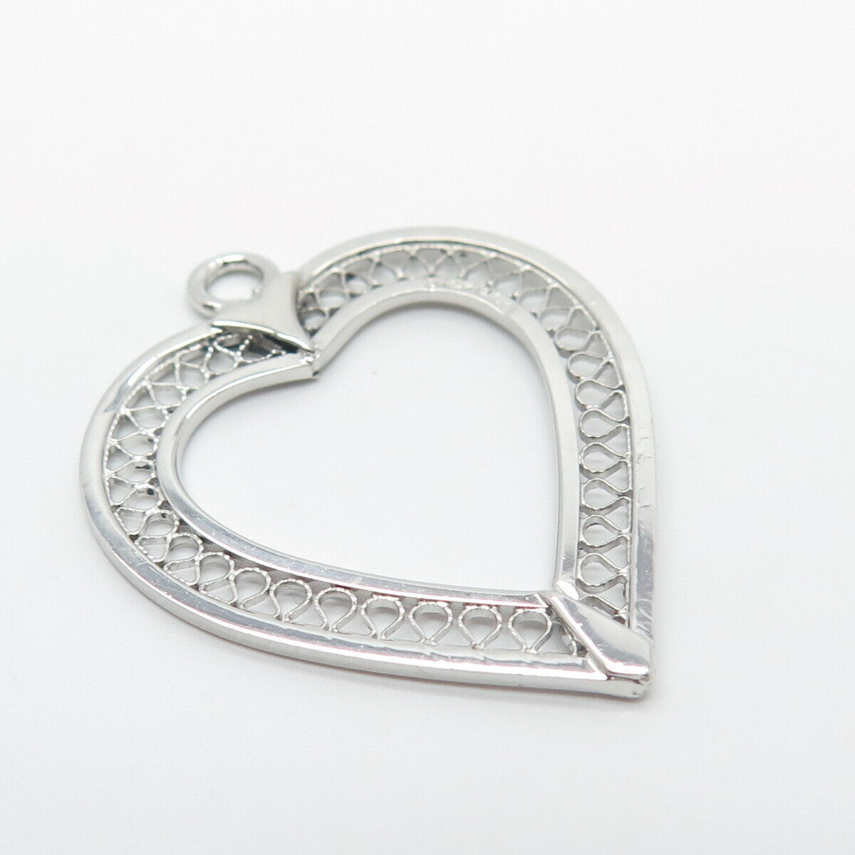 925 Sterling Silver Vintage Open Heart Pendant