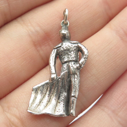 925 Sterling Silver Vintage Matador Man Pendant