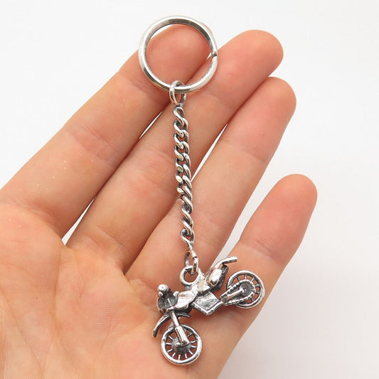 925 Sterling Silver Vintage Bike Cuban Chain Key Ring