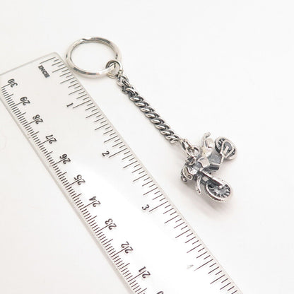 925 Sterling Silver Vintage Bike Cuban Chain Key Ring