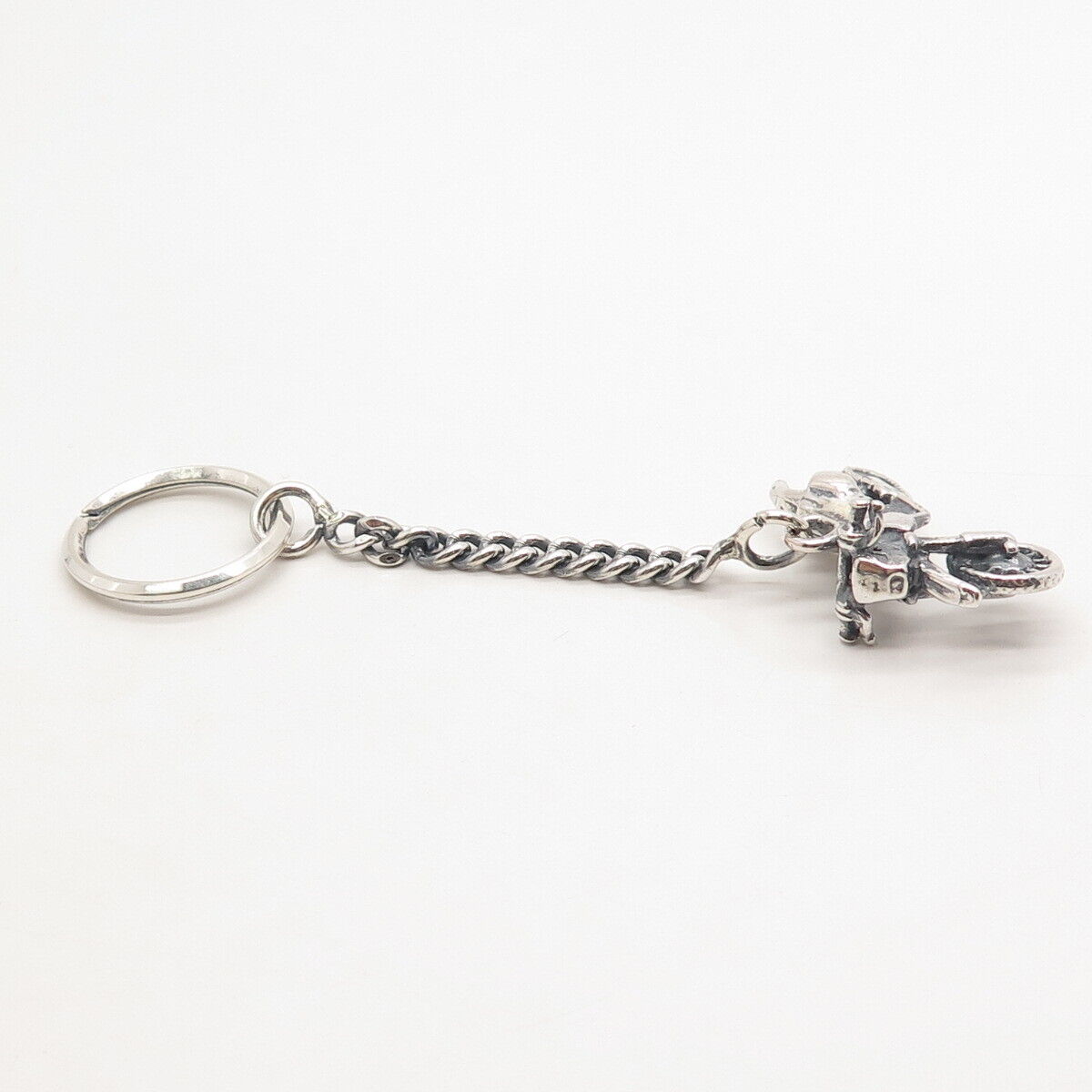 925 Sterling Silver Vintage Bike Cuban Chain Key Ring