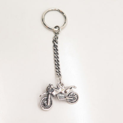 925 Sterling Silver Vintage Bike Cuban Chain Key Ring