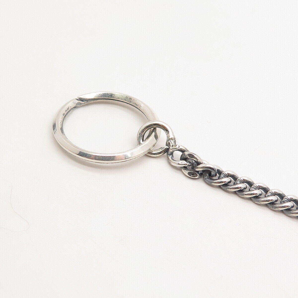 925 Sterling Silver Vintage Bike Cuban Chain Key Ring