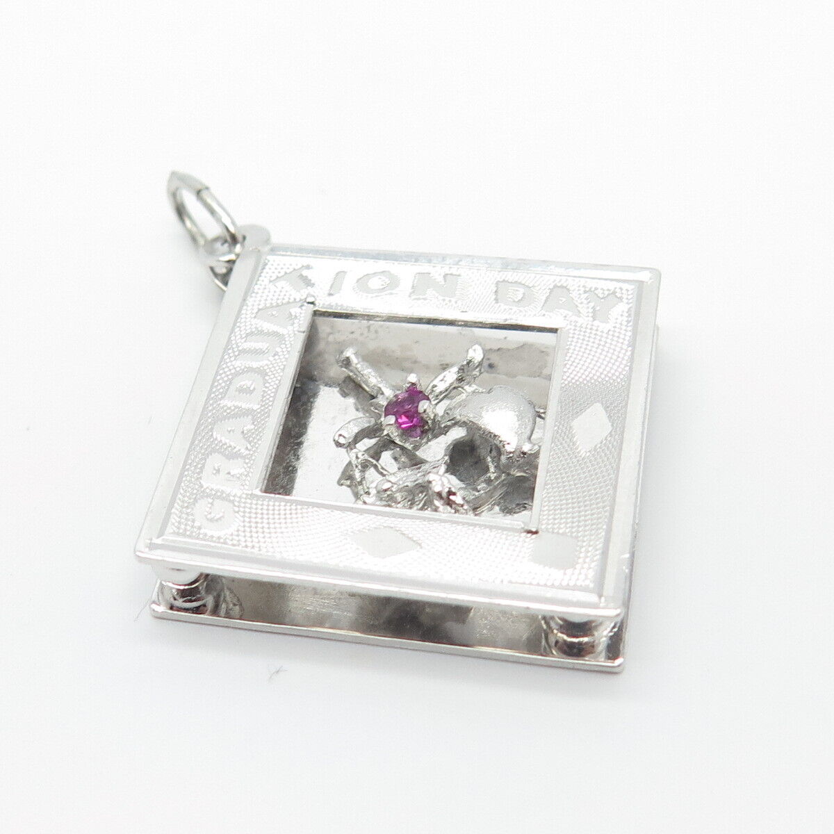 925 Sterling Silver Vintage Rhinestone "Graduation Day" Pendant