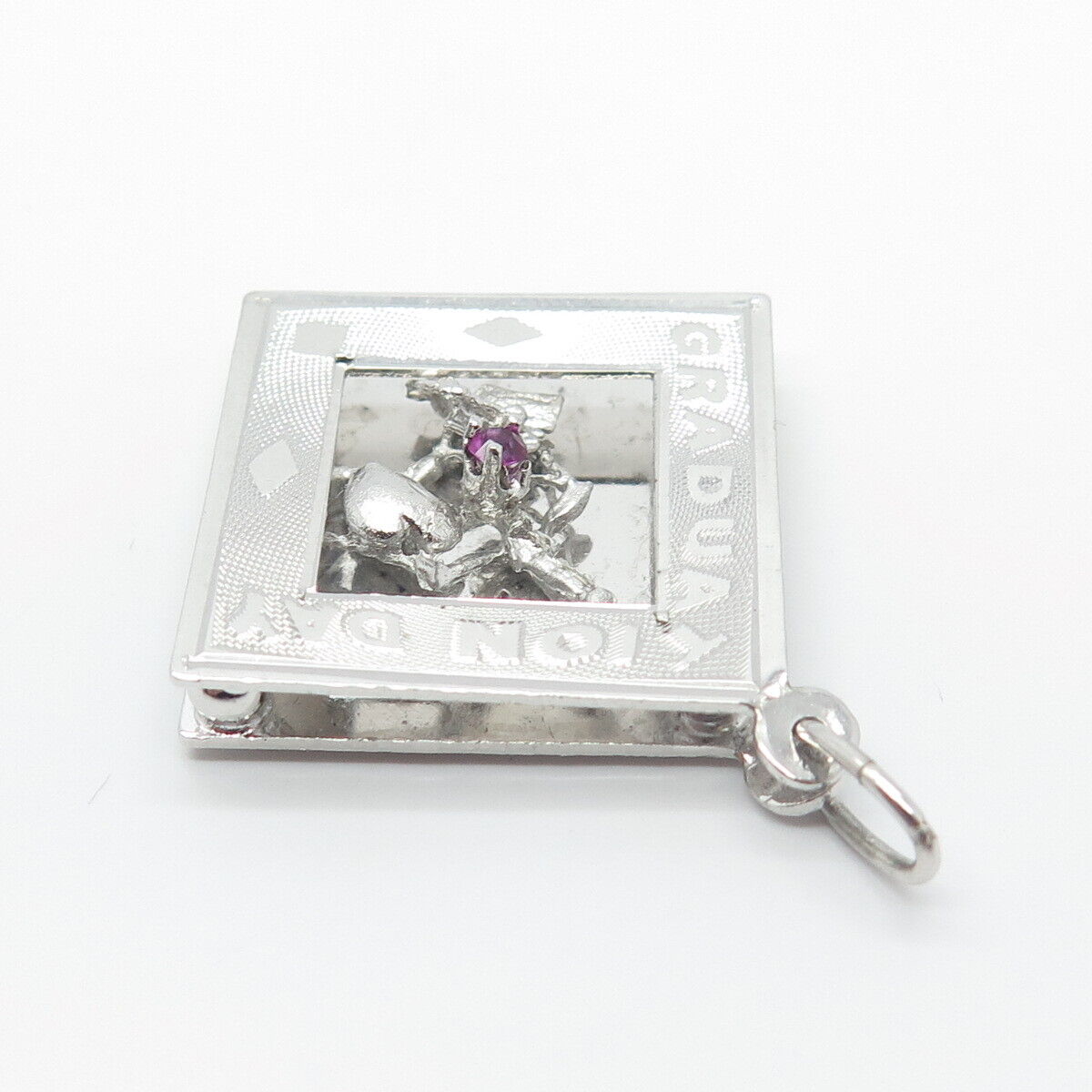 925 Sterling Silver Vintage Rhinestone "Graduation Day" Pendant