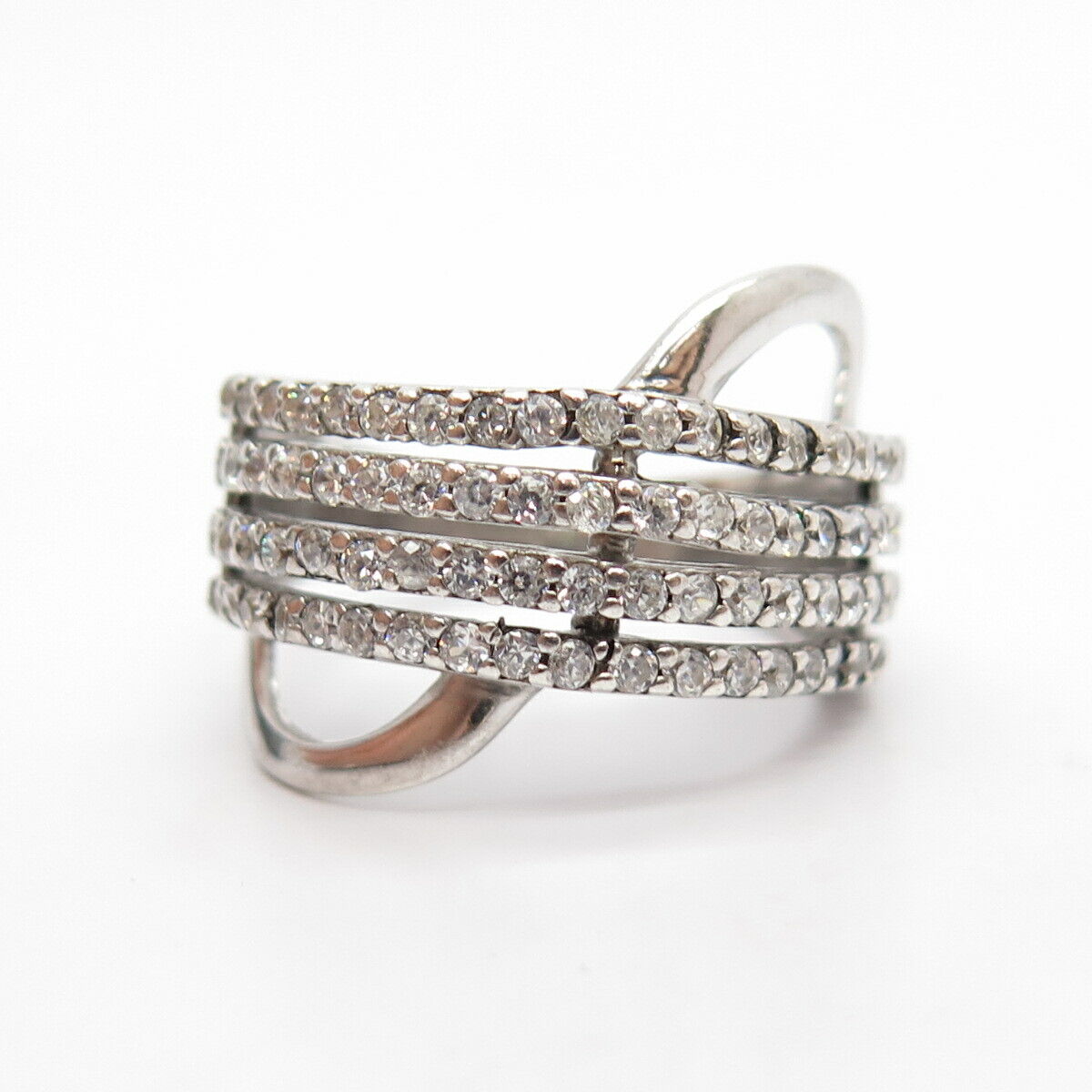 925 Sterling Silver Pave C Z Ring Size 8