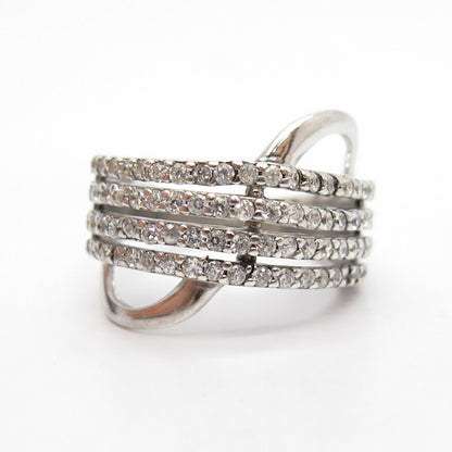 925 Sterling Silver Pave C Z Ring Size 8