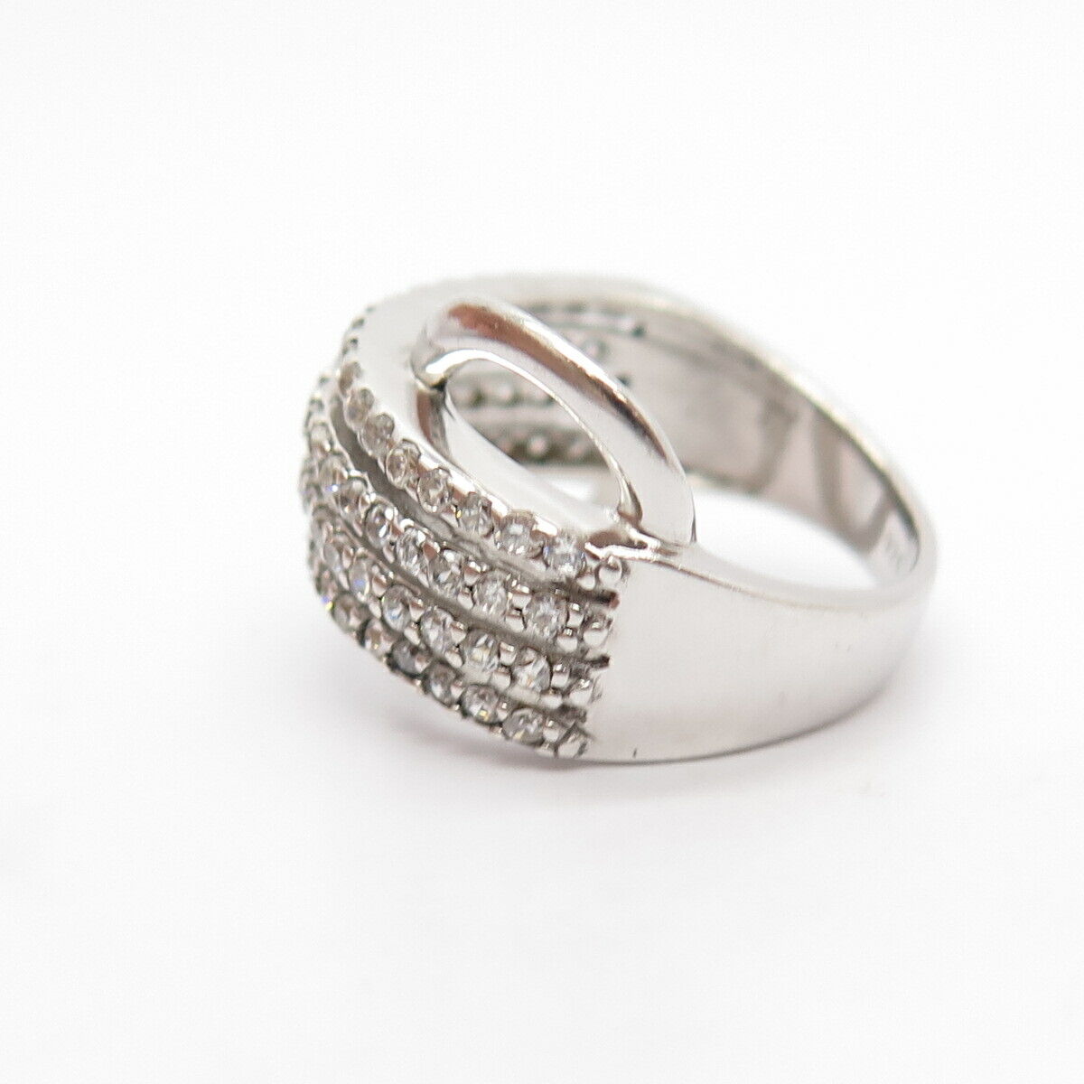 925 Sterling Silver Pave C Z Ring Size 8