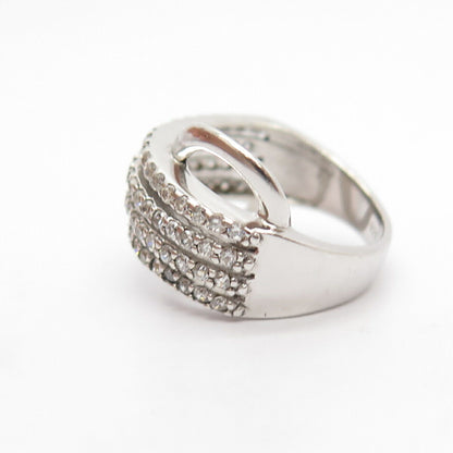 925 Sterling Silver Pave C Z Ring Size 8