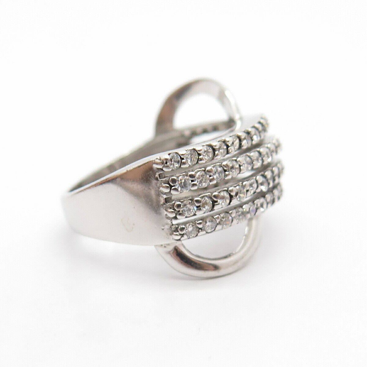 925 Sterling Silver Pave C Z Ring Size 8