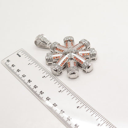 925 Sterling Silver Imperial & White C Z Snowflake Pendant